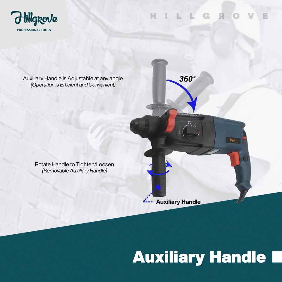 Hillgrove Hzp65M1 Hammer Drill Machine With Chuck,Drill Bits,Tool Kit | 26 mm Chuck Size, 1200 W