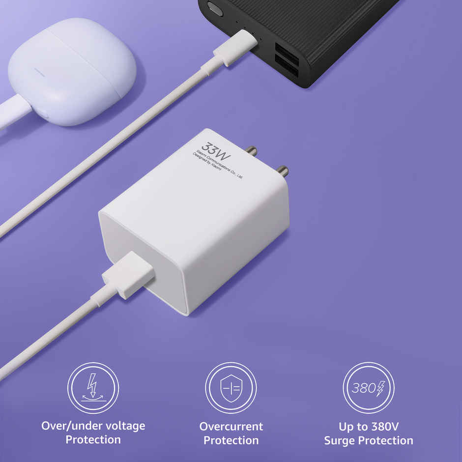 Xiaomi 33 W Sonic Charge 2.0 Charger | With Fast Charge Cable - White