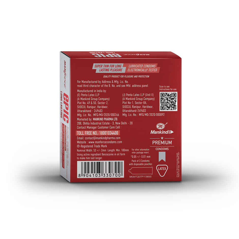 Manforce Epic Pleasure Condoms | Long Lasting, Super Thin, Raspberry Flavour | Disposable