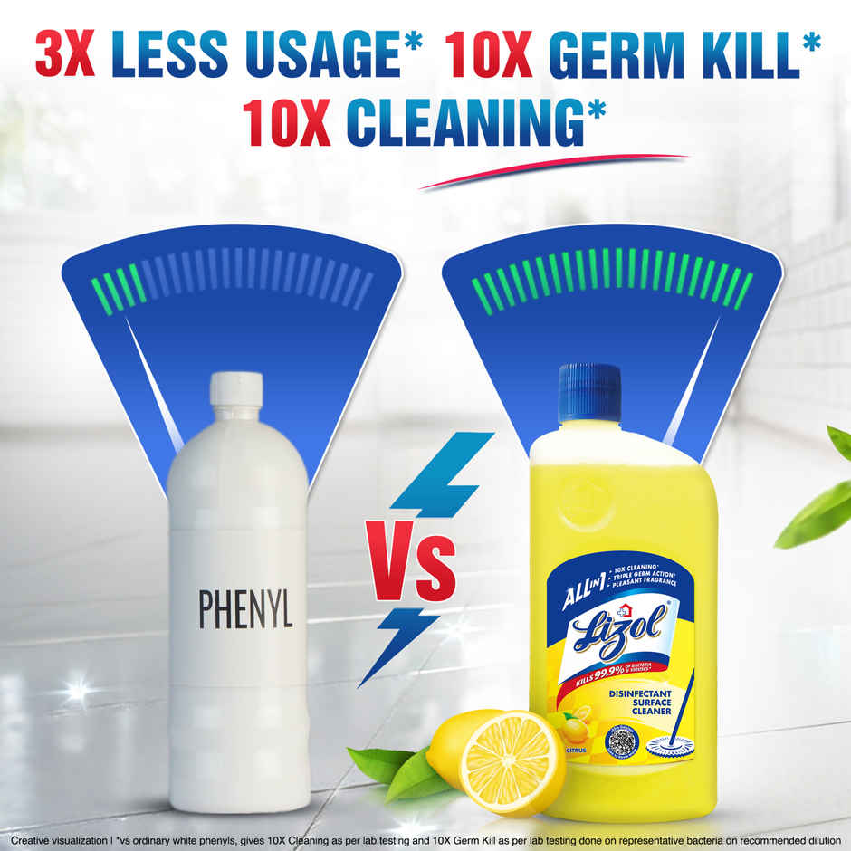 Harpic Original Toilet Cleaner Liquid (600ml) & Lizol Citrus Floor Cleaner Liquid (625ml) Combo
