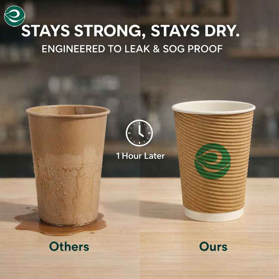 ECO SOUL | Disposable Paper Cups/Glasses | 350 ml | Ripple | 10 Count