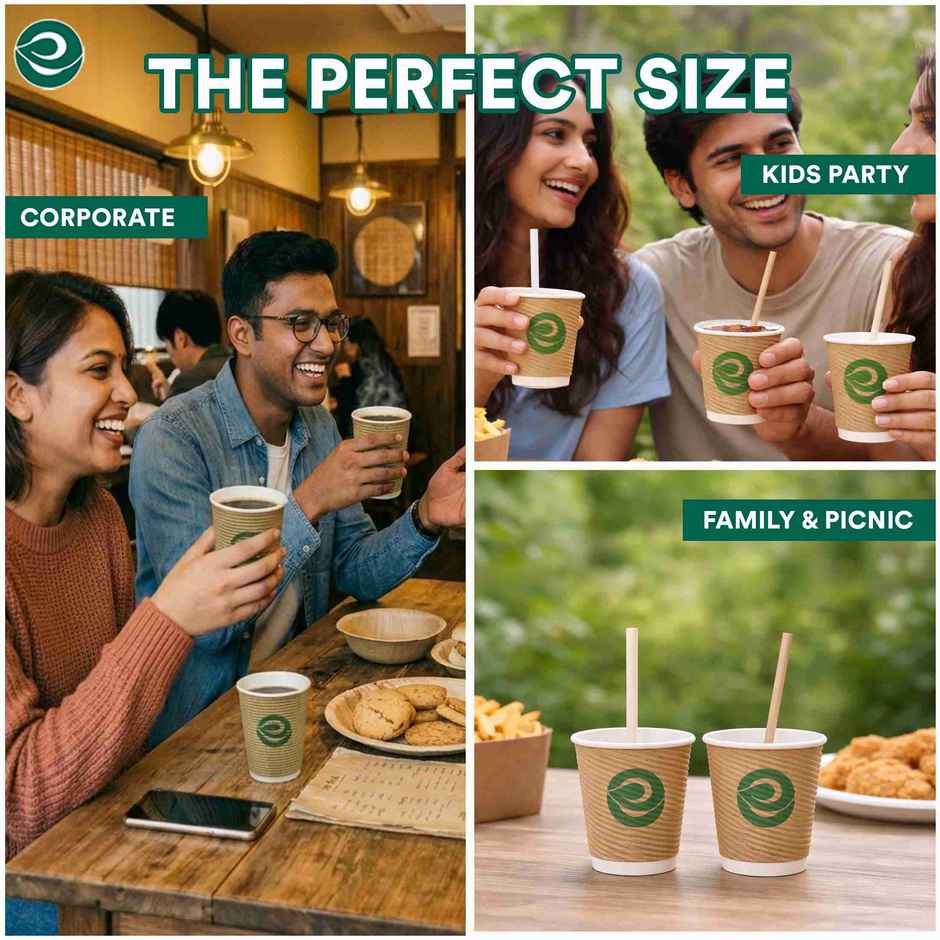 ECO SOUL | Disposable Paper Cups/Glasses | 150 ml | Ripple | 25 Count