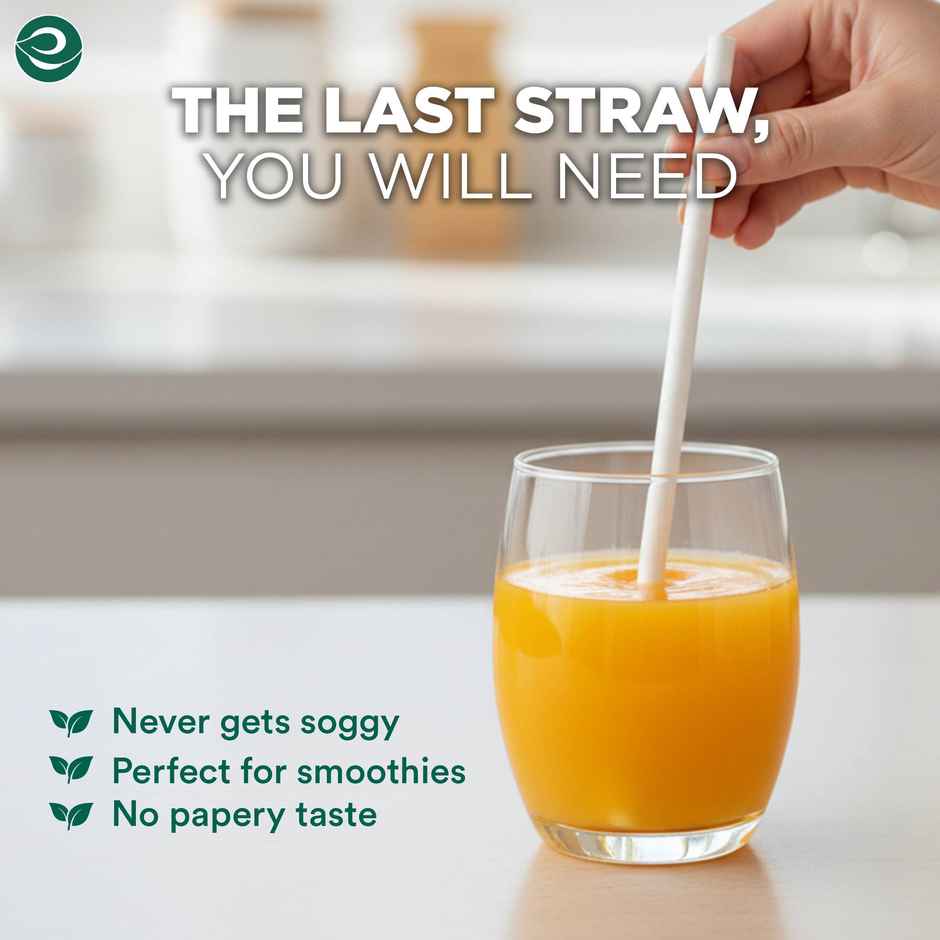 Eco Soul 8mm White | 50 Count | Paper Straw