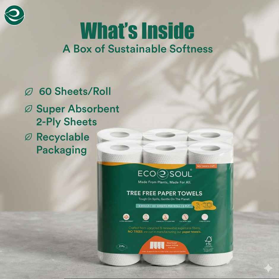 ECO SOUL 2Ply | 60 x 2 Rolls | Kitchen Paper Towel