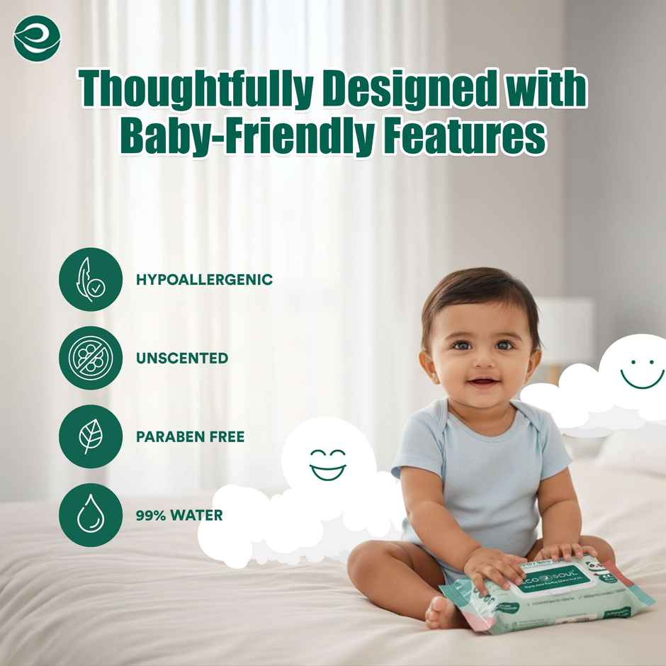 Eco Soul Bamboo Baby Wipes For Kids | White | 0 - 2 years Combo  