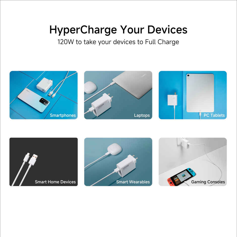 Xiaomi 120 W Hypercharger With Fast Charge Cable | For Mobile - Laptop