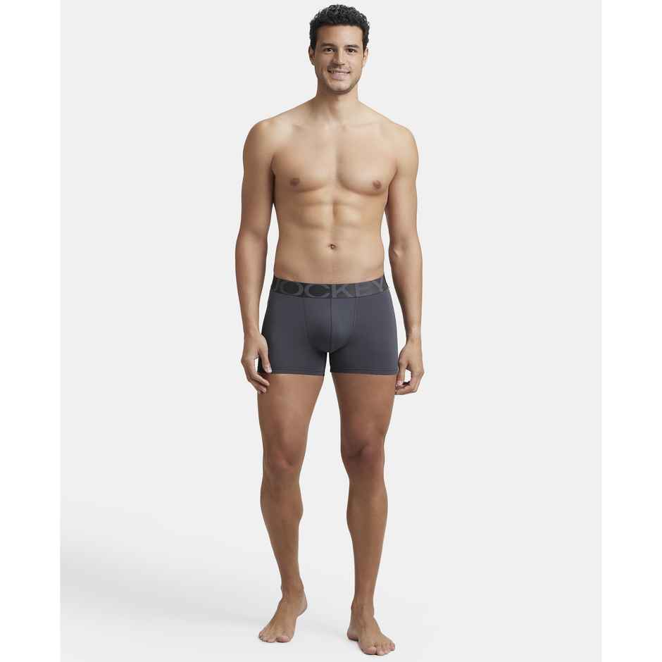 Jockey IC28 Men's Tactel Microfiber Elastane Stretch Underwear Solid Trunk | Ebony-M
