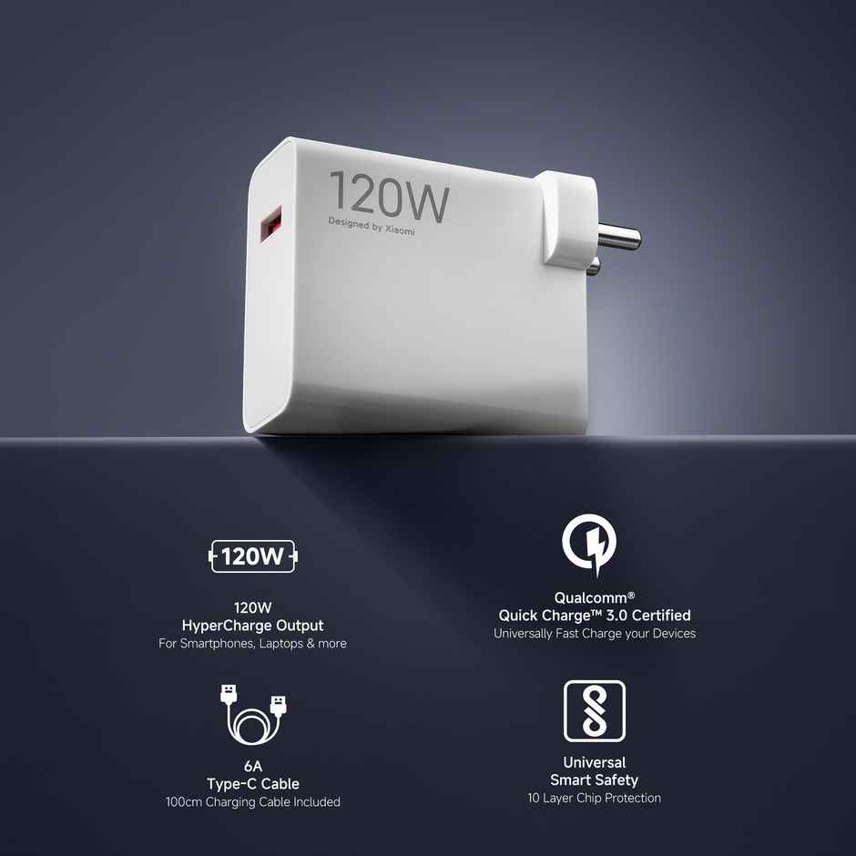 Xiaomi 120 W Hypercharger With Fast Charge Cable | For Mobile - Laptop