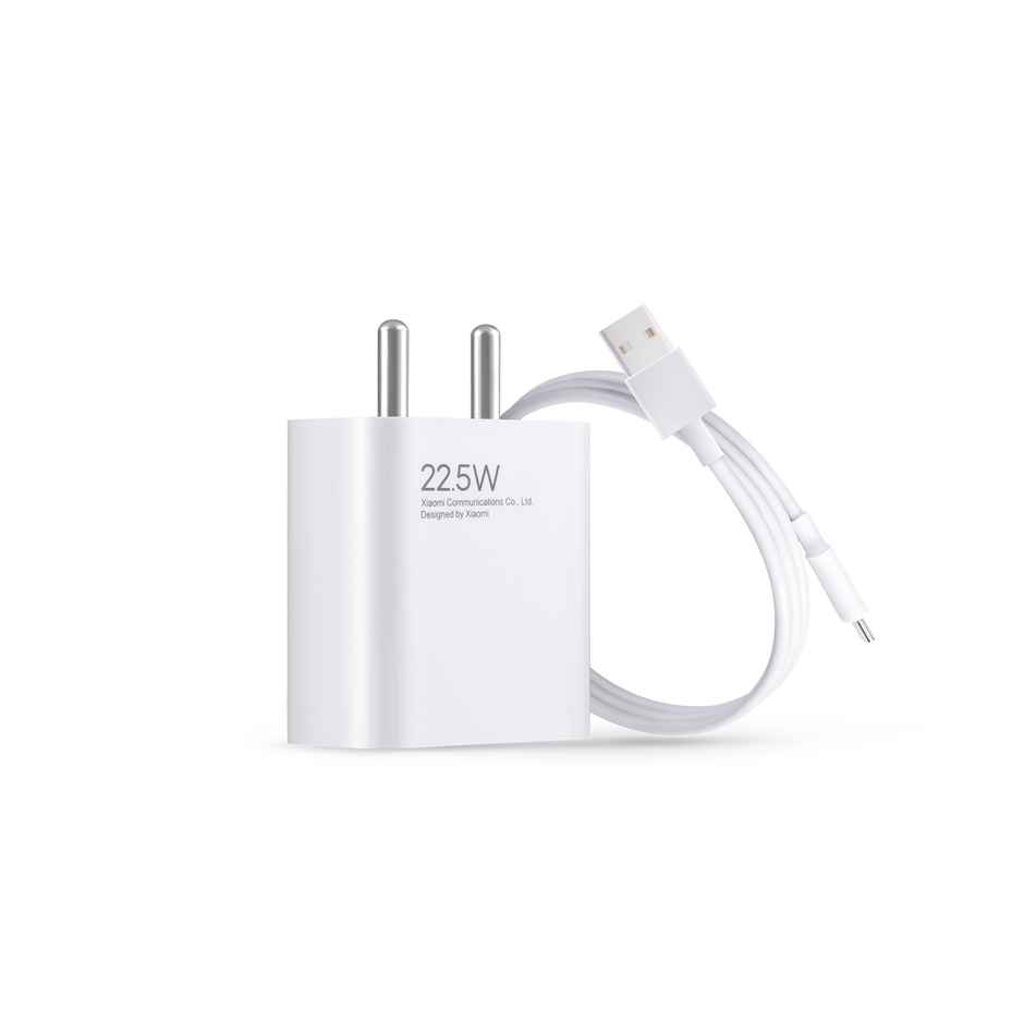 Xiaomi 22.5W Fast Charger with USB-C Cable, Quick Charge 3.0 Power Adapter Compatible with Redmi Note Series, Poco, Mi, Any Type C Devices - with Power Delivery - White
