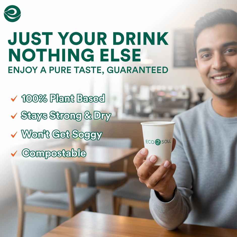 ECO SOUL | Disposable Paper Cups/Glasses | 180 ml | Standard | 25 Count