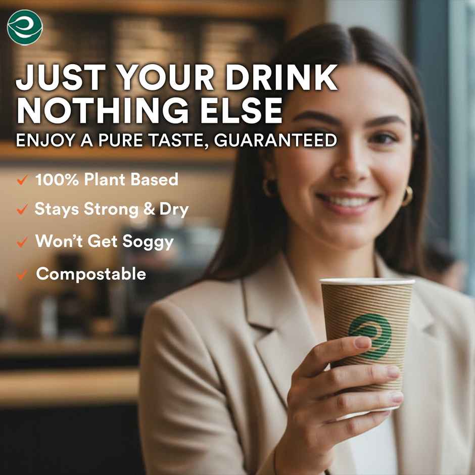 ECO SOUL | Disposable Paper Cups/Glasses | 250 ml | Ripple | 10 Count