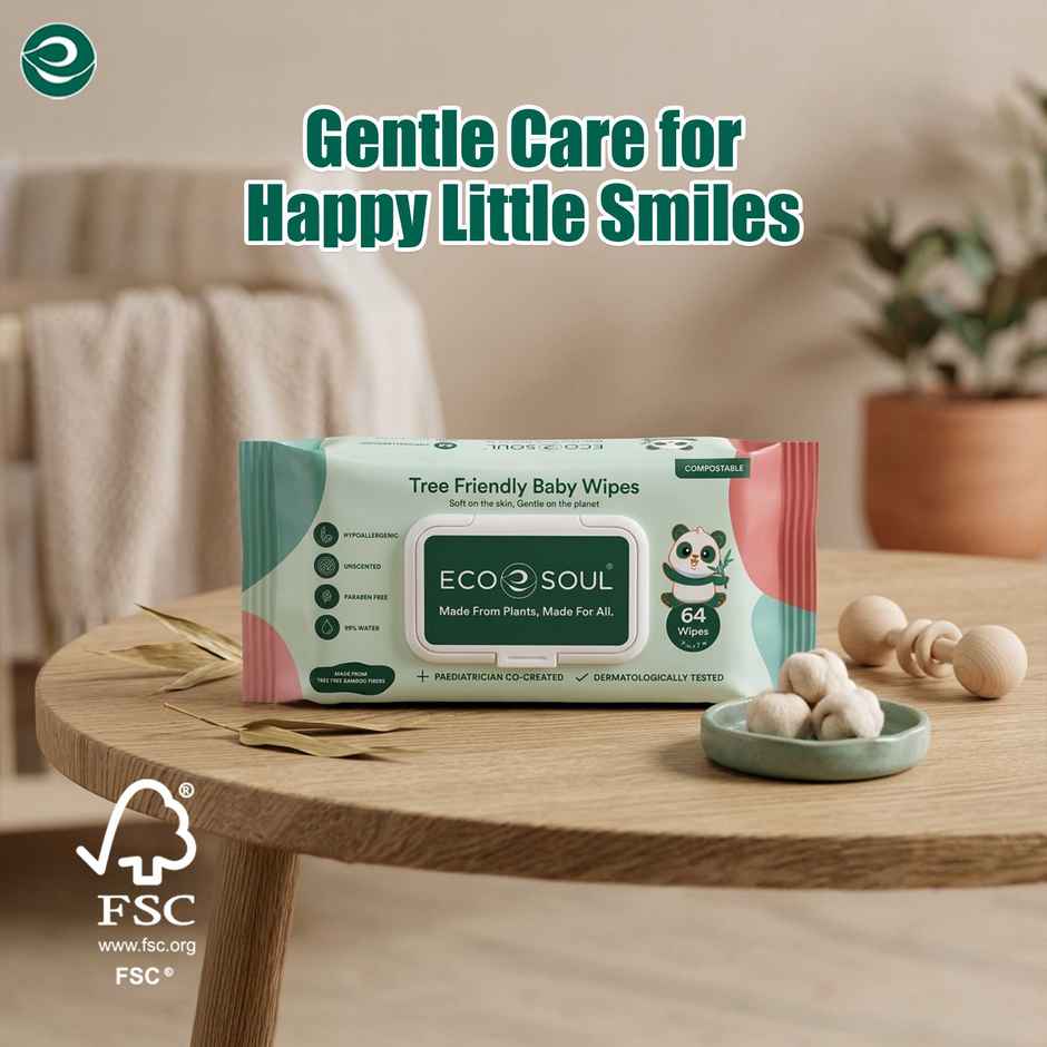 Eco Soul Bamboo Baby Wipes For Kids | White | 0 - 2 years Combo  