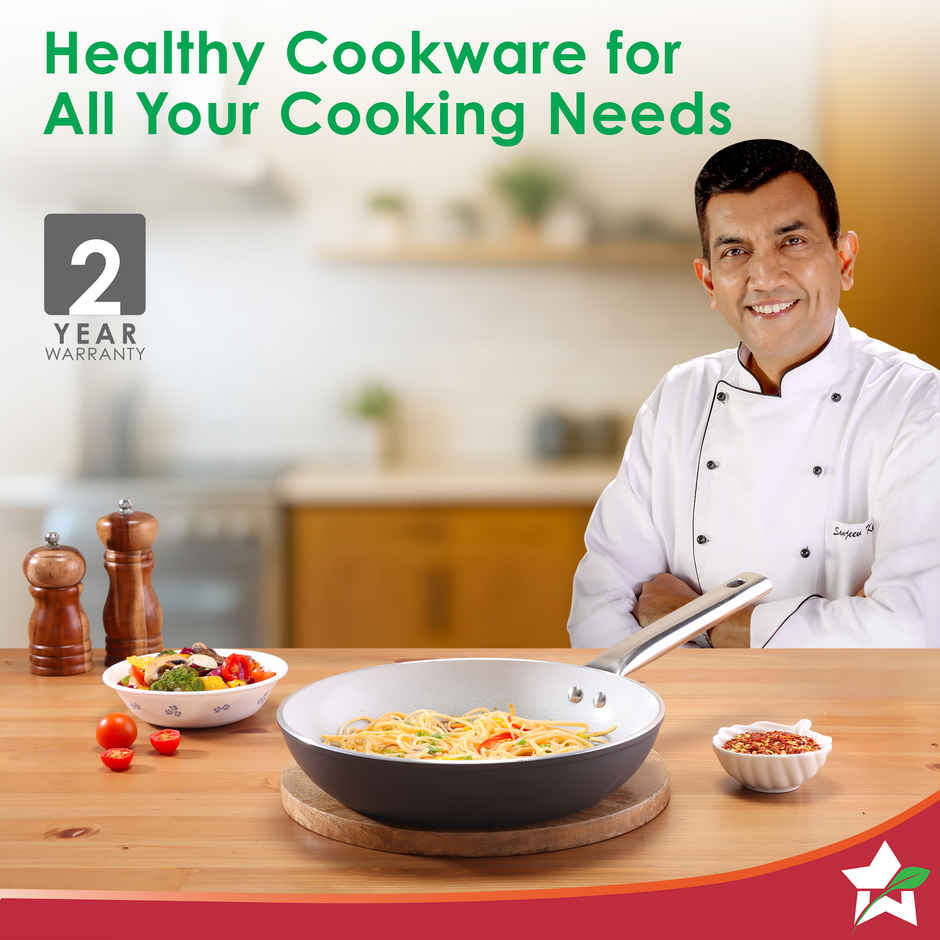Wonderchef Eco Glide Fry Pan | 24 cm | 1.8 L | Ceramic Coating | Induction Compatible | Grey