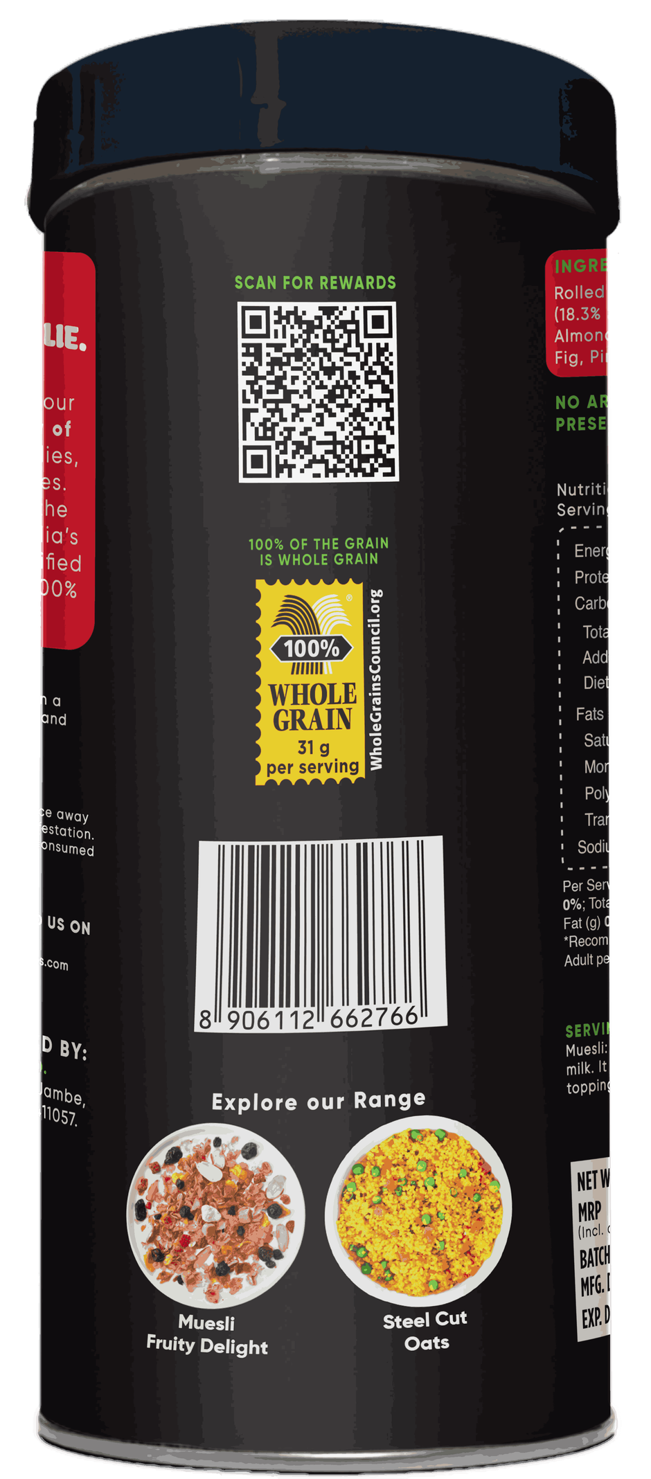 True Elements No Added Sugar Muesli Fruit & Nut Muesli - Rich In Protein & Fibre Combo