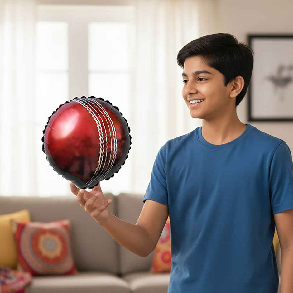 Cricket Ball Foil Balloon Large 18 inches Ball Shaped Balloon | Cricket Match Party Decor | Propcon