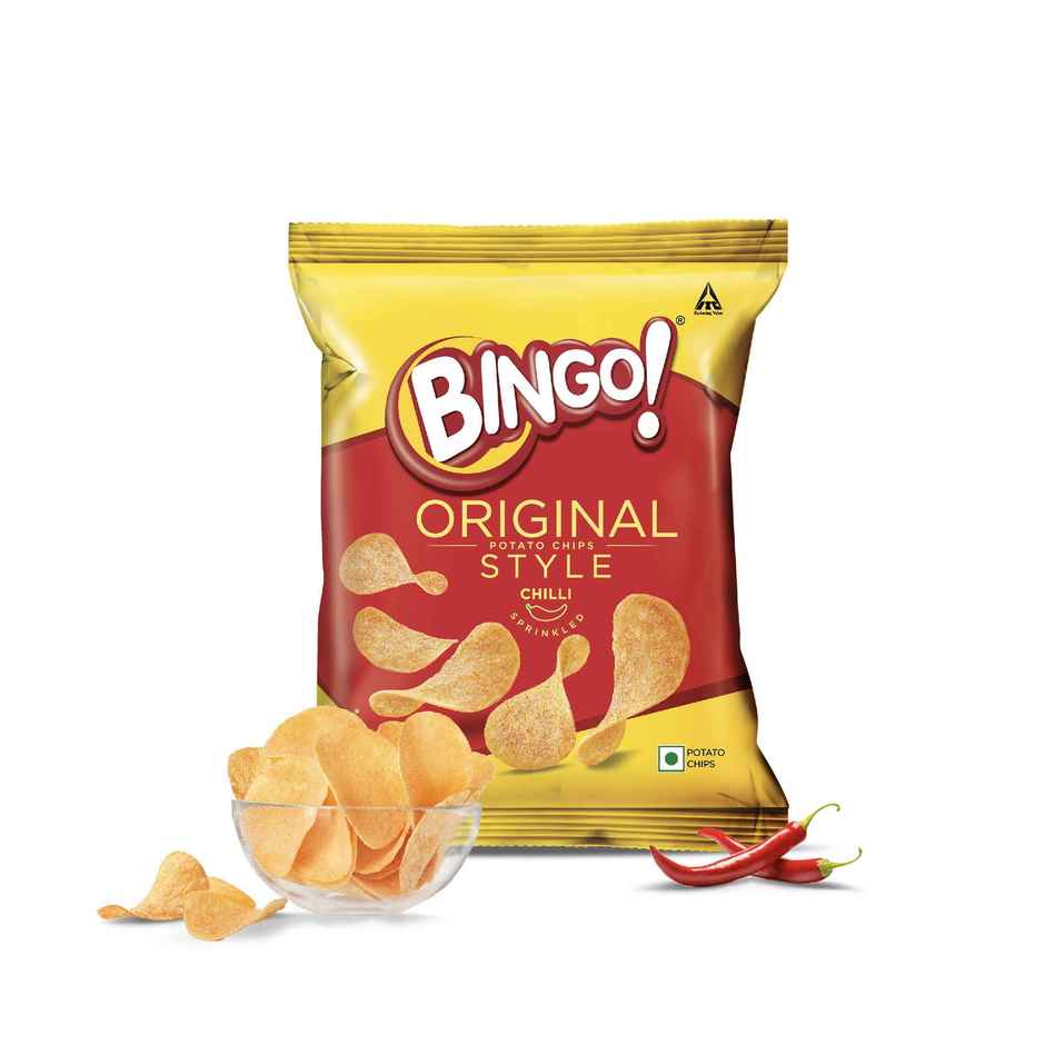 Bingo! Original Style Chilli Sprinkled - Flat Cut Spicy Potato Chips Pack for Snacks Combo    