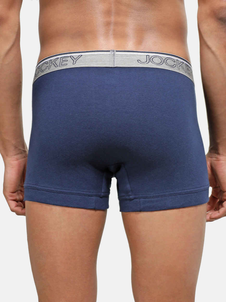 Jockey 8015 Men's Super Combed Cotton Rib Underwear Solid Trunk|Ultrasoft Waistband | Navy-S