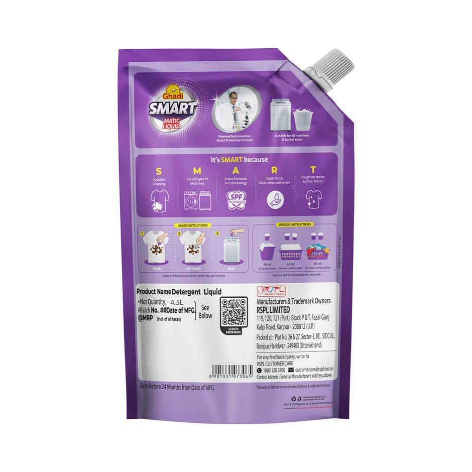 GHADI Smart Matic Liquid Detergent Lavender Fragrance