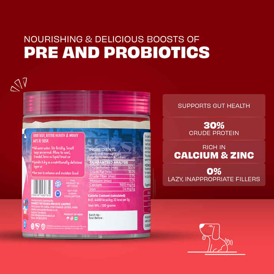 Pawfect Nature's Sip Goat Milk Powder with Pomegranate & Cranberries for Dogs