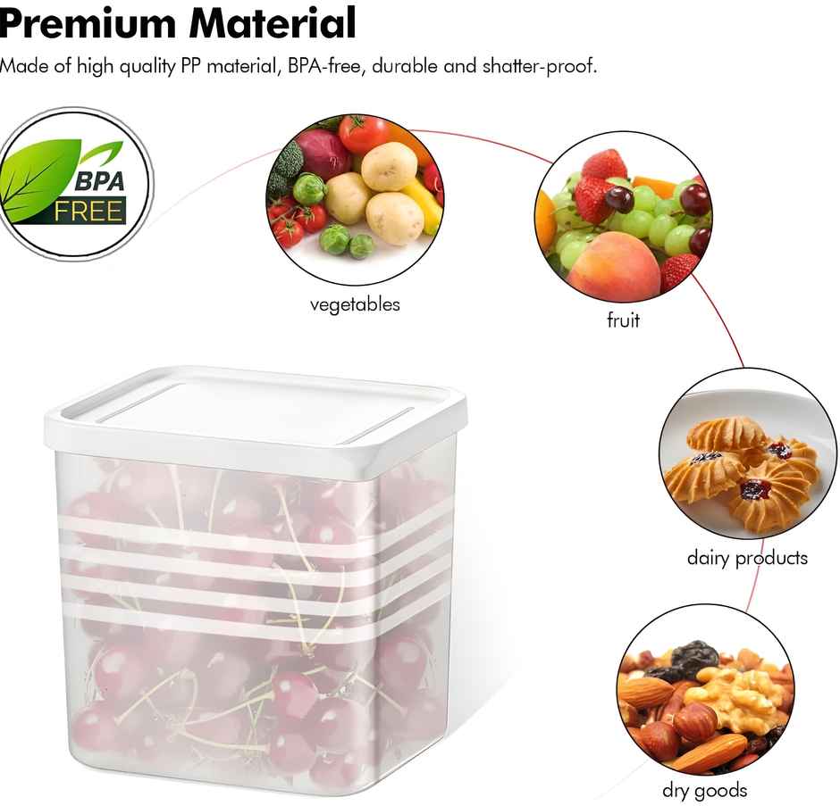 YouBee Fridge Storage Containers 1200ML Refrigerator Organizer Boxes BPA Free Vegetable Storage