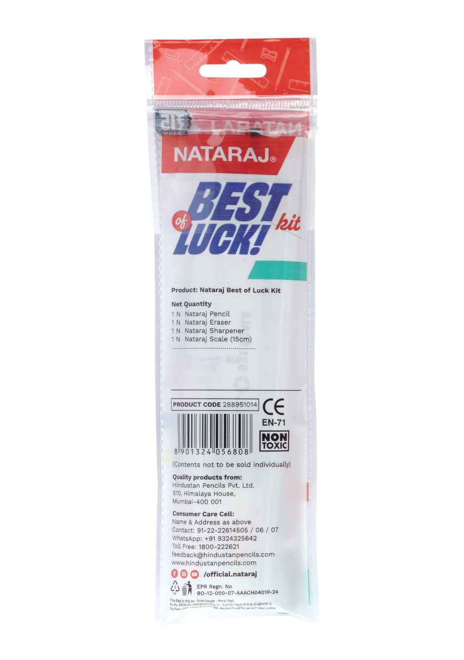 Nataraj Best of Luck Kit | 1 Pencil, 1 Eraser, 1 Sharpener and 1 Scale | Use for Gifting