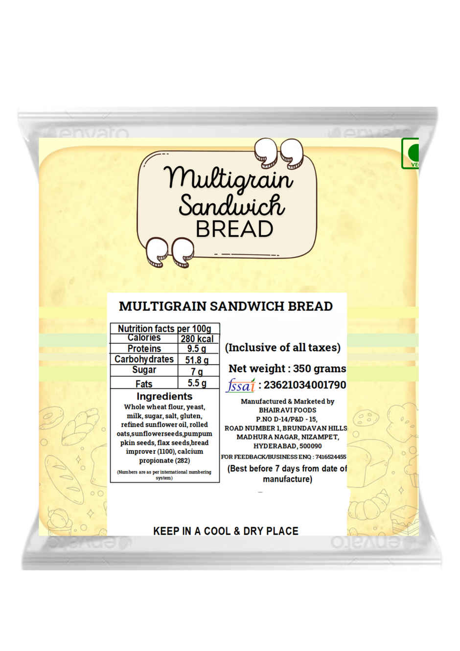 Baked Bliss Premium Multigrain Sandwich Bread