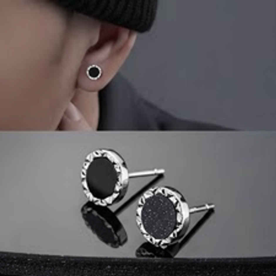 SALTY Alpha Beaten Studs for Men and Boys| Anti-Tarnish | Silver