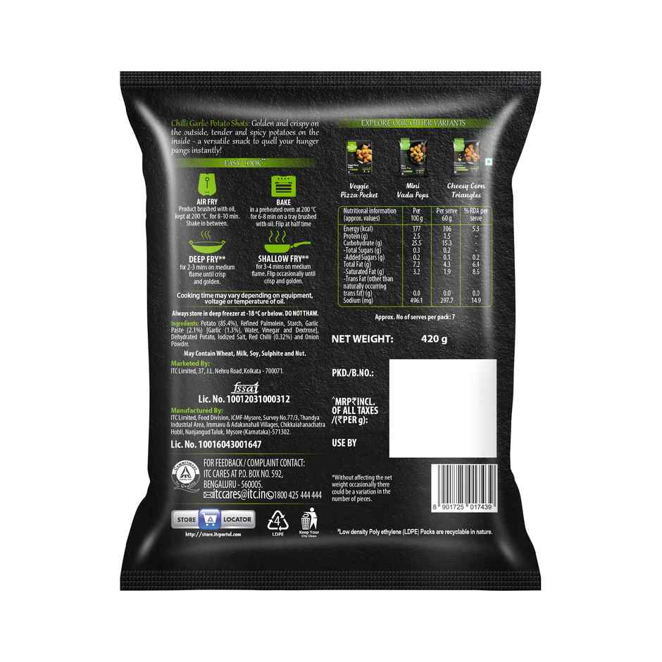 ITC Master Chef Chili Garlic Potato Shots Nuggets | 52 pieces Combo 