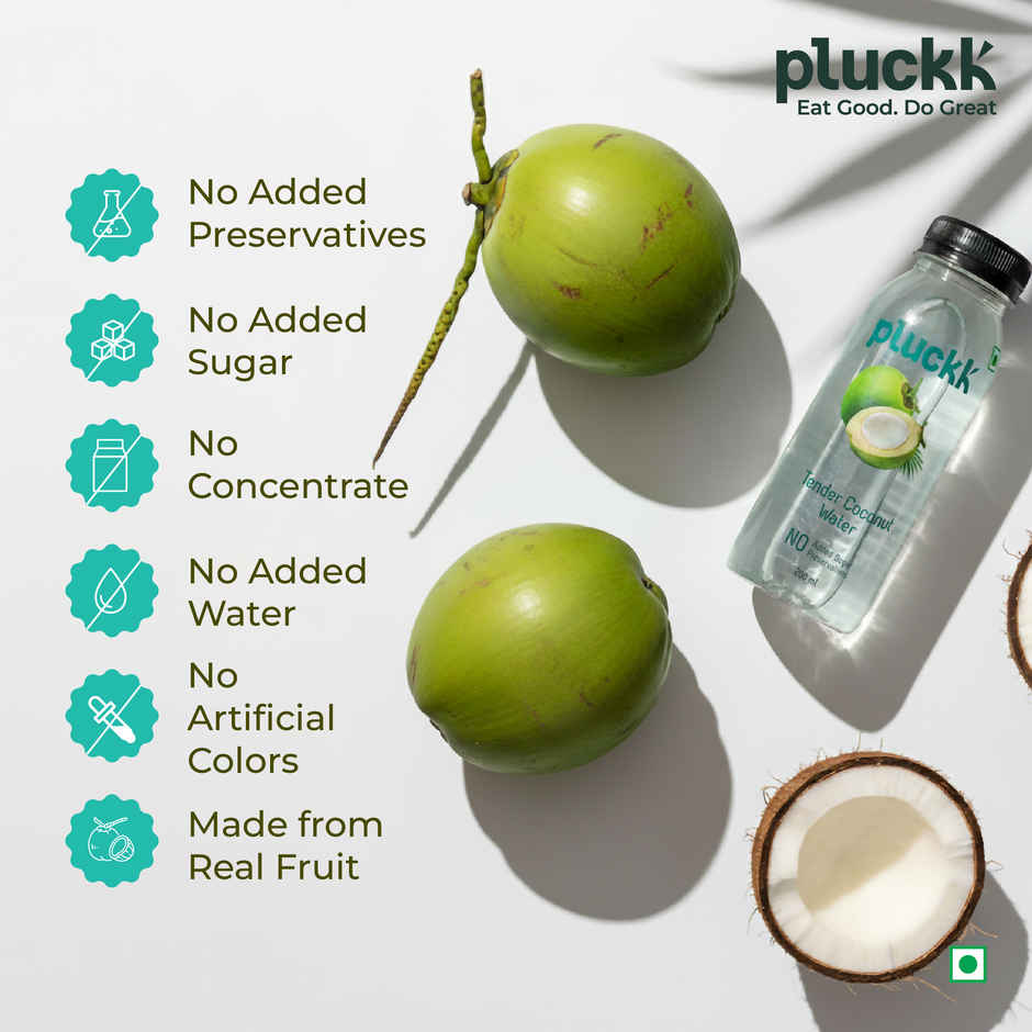 Pluckk Natural Tender Coconut Water | Hydration with Potassium & Electrolytes | No Preservatives