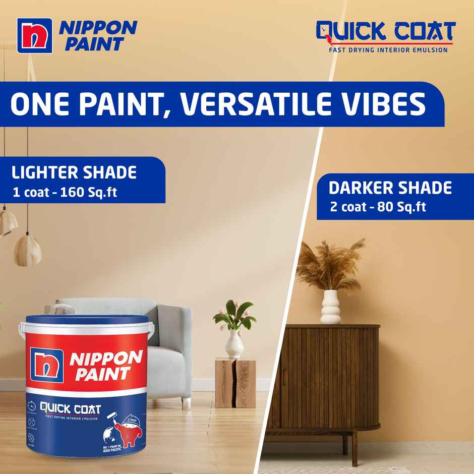 Nippon Paint Quick Coat 5kg | White Interior Paint | Smooth & Durable Finish