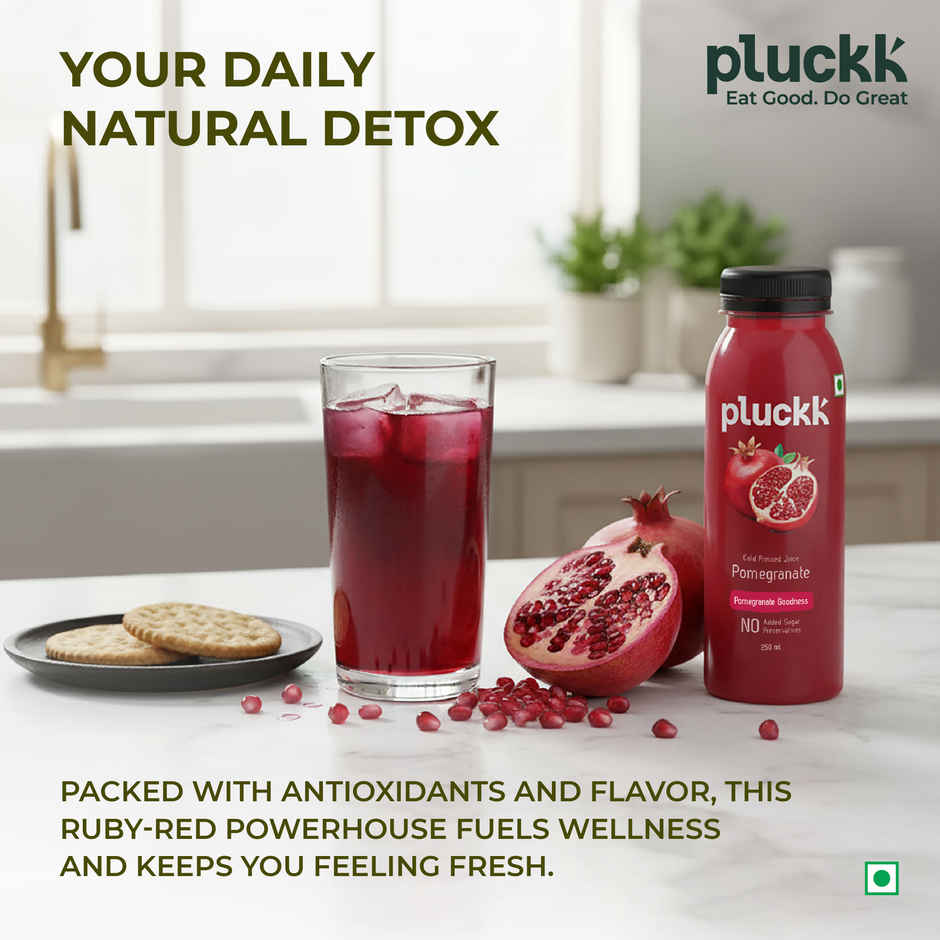  Pluckk Cold-Pressed Pomegranate Fruit Juice | No Added Sugar | No Preservatives | Rich in Vitamin E Combo 