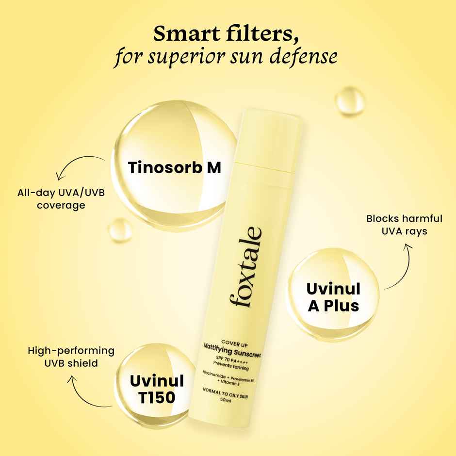 Foxtale SPF 70 Gel-Cream Sunscreen for Oily Skin with PA++++ & Niacinamide