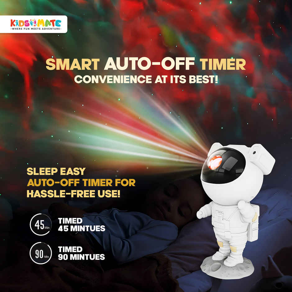 Kidsmate Astronaut Galaxy Projector 360 Adjustable Nebula Night Light with Remote | White