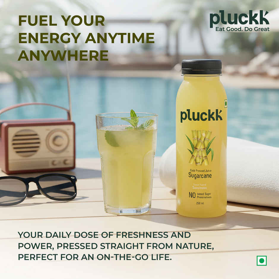 Pluckk Cold-Pressed Sugarcane Juice | No Added Sugar | No Preservatives | Helps Digestive Support