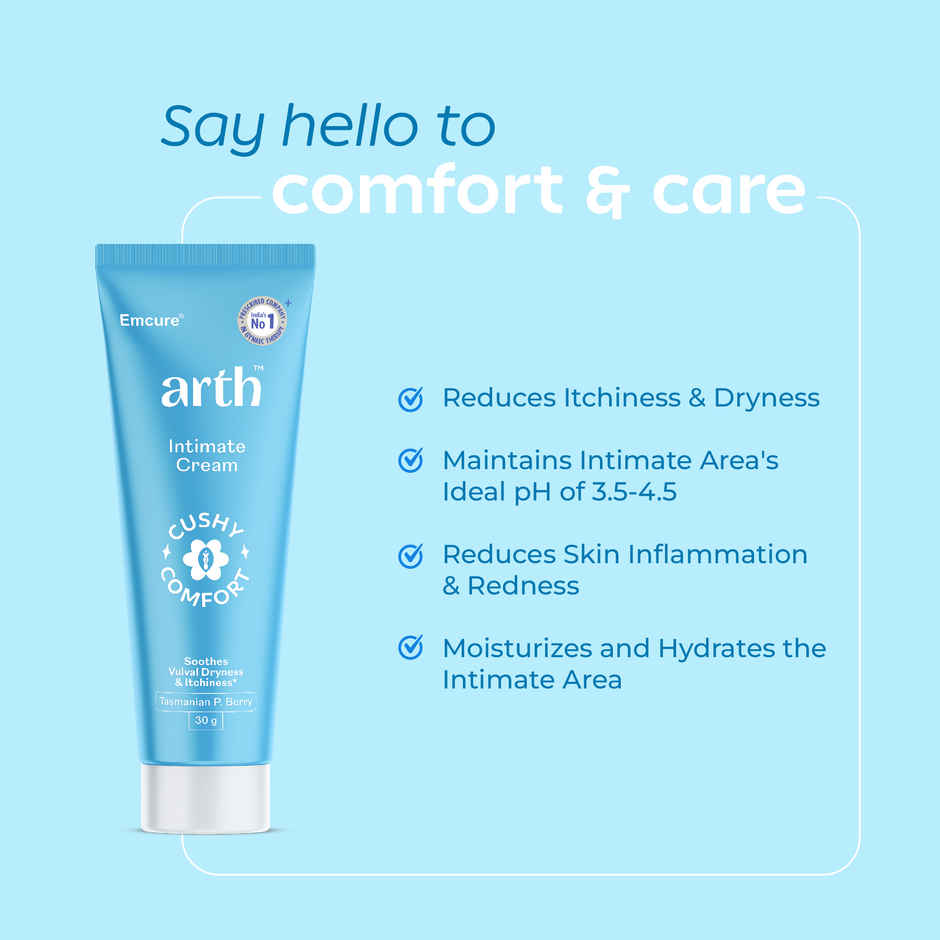 Arth By Emcure Intimate Care Cream | pH 3.5 - 4.5 with Tea Tree Oil | For Dryness & Itch Relief