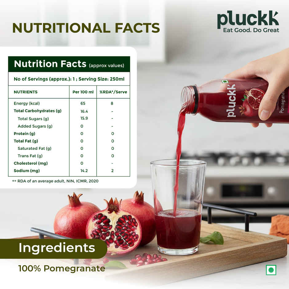 Pluckk Cold Pressed Pineapple Juice (250ml) & Pluckk Cold Pressed Pomegranate Juice (250ml) Combo