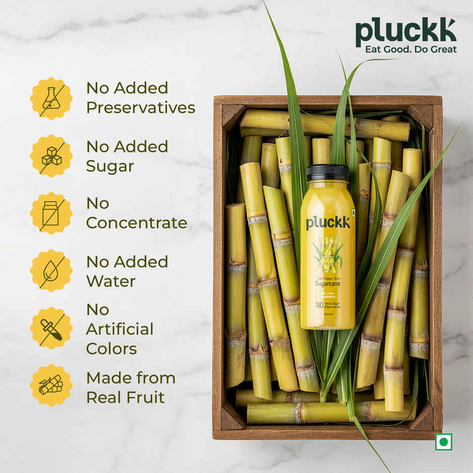 Pluckk Cold-Pressed Sugarcane Juice | No Added Sugar | No Preservatives | Helps Digestive Support