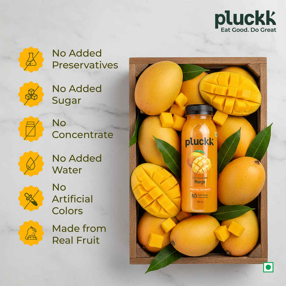 Pluckk Fresh Mango Fruit Juice (250ml) & Pluckk Cold Pressed Pineapple Juice (250ml) Combo
