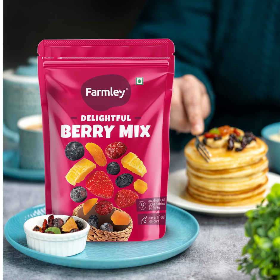 Farmley Mix Dried Berries- Cranberries, Blueberries, Strawberries, Black Raisins, Peach & More