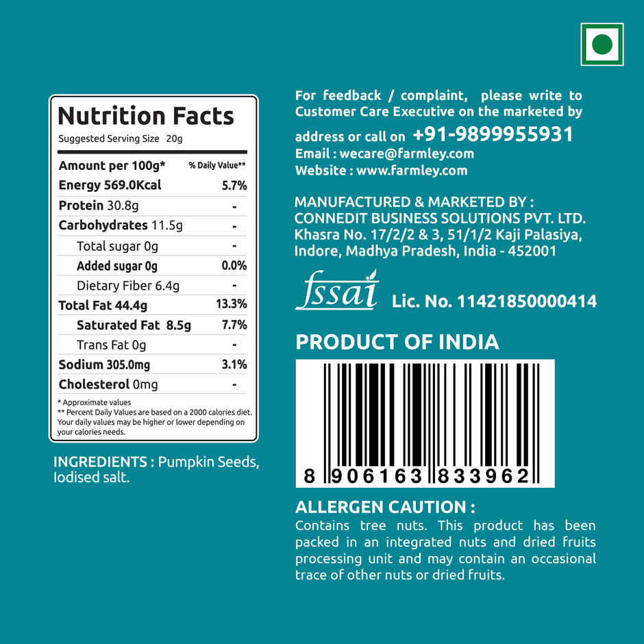 Farmley Salted Pumpkin Seeds | Roasted & Salted Nuts