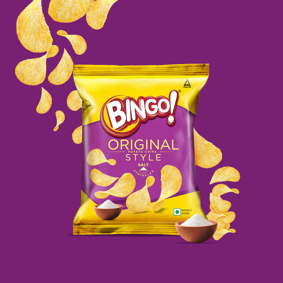 Bingo! Original Style Salt Sprinkled | Flat Cut Salted Potato Chips Pack for Snacks