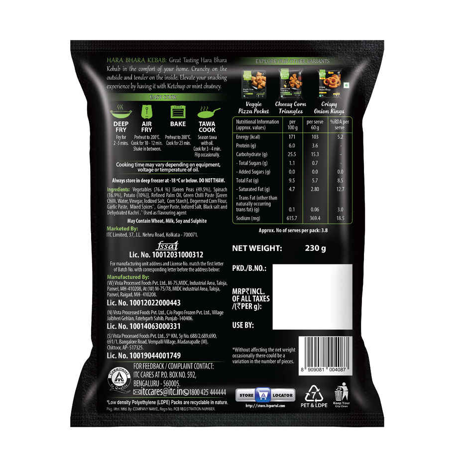 ITC Master Chef Hara Bhara Kebab | No Added Preservatives | Tawa Cook