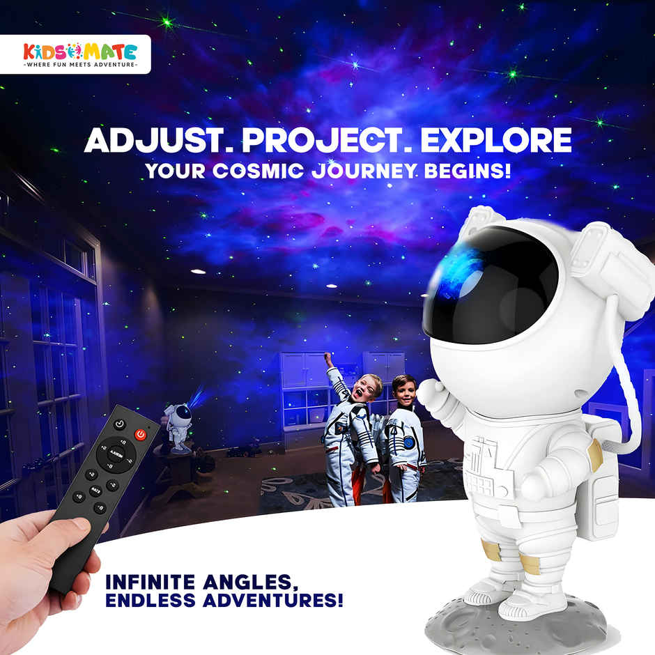 Kidsmate Astronaut Galaxy Projector 360 Adjustable Nebula Night Light with Remote | White