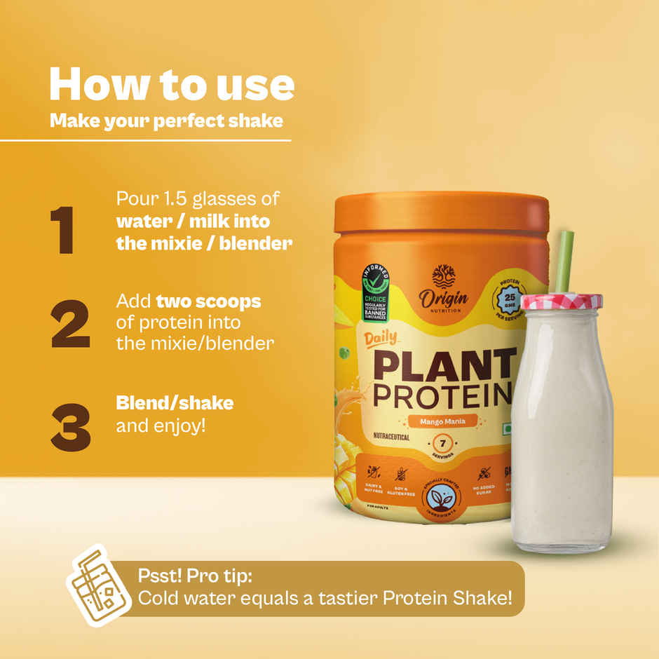 Origin Nutrition Daily Plant Protein Mango Flavour- 7 Servings