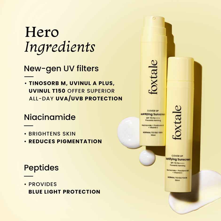 Foxtale SPF 70 Gel-Cream Sunscreen for Oily Skin with PA++++ & Niacinamide