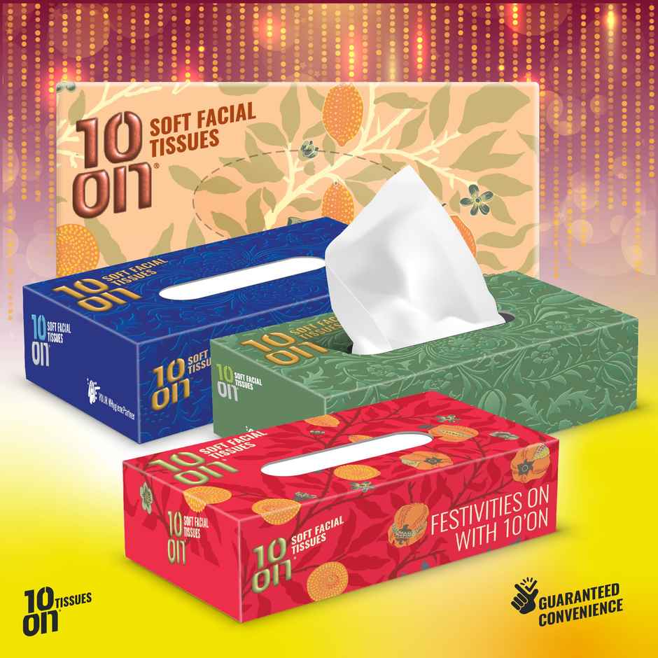 10On Lite Soft Facial Tissues Napkins - 100 Pulls