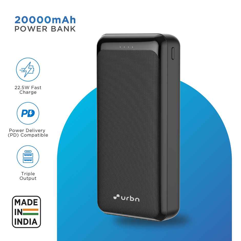 Urbn 20000 mAh 22.5W Compact Power Bank - Black