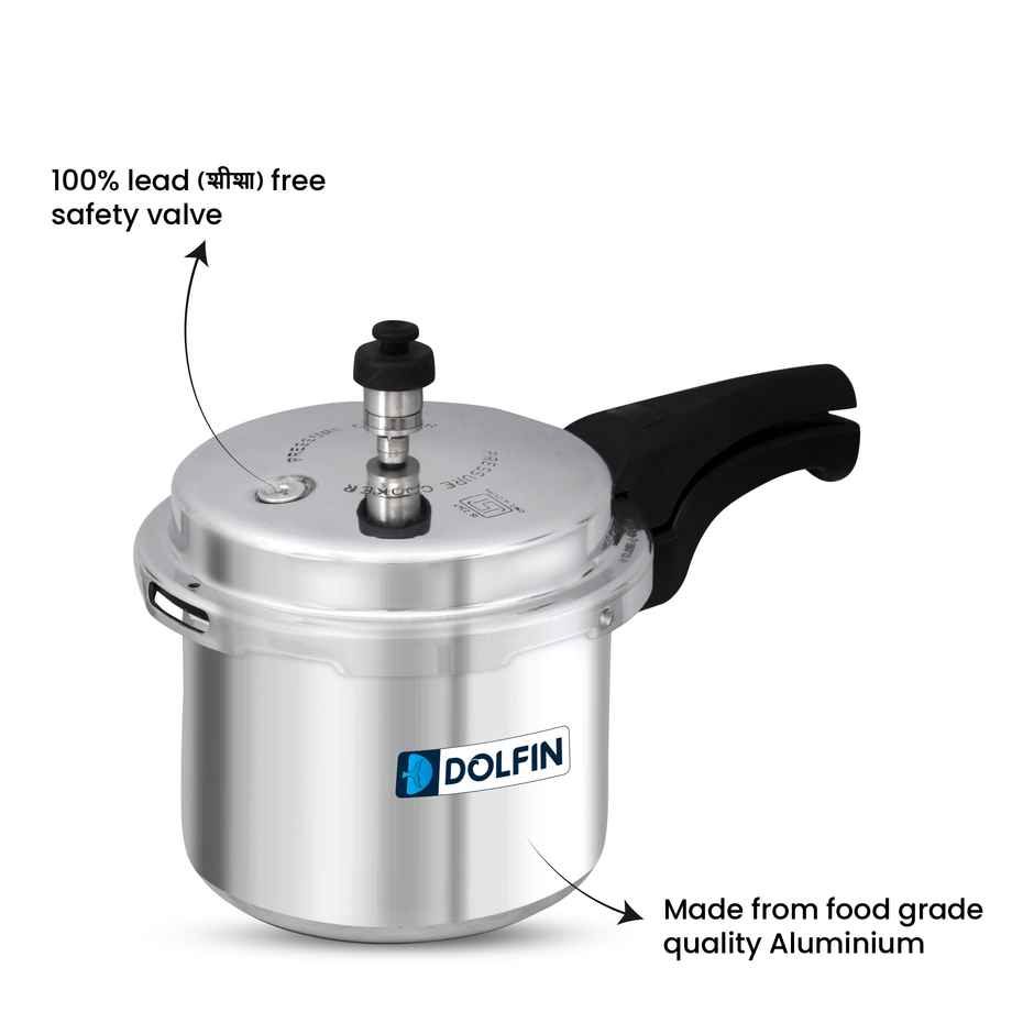 Dolfin Aluminium Outer Lid Pressure Cooker - 3L | Gas and Induction Stove Compatible
