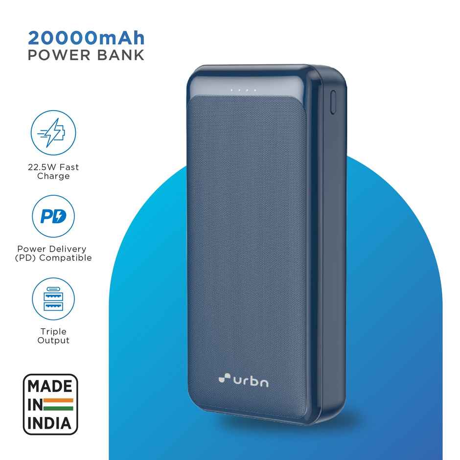 Urbn 20000 mAh 22.5W Compact Power Bank - Blue