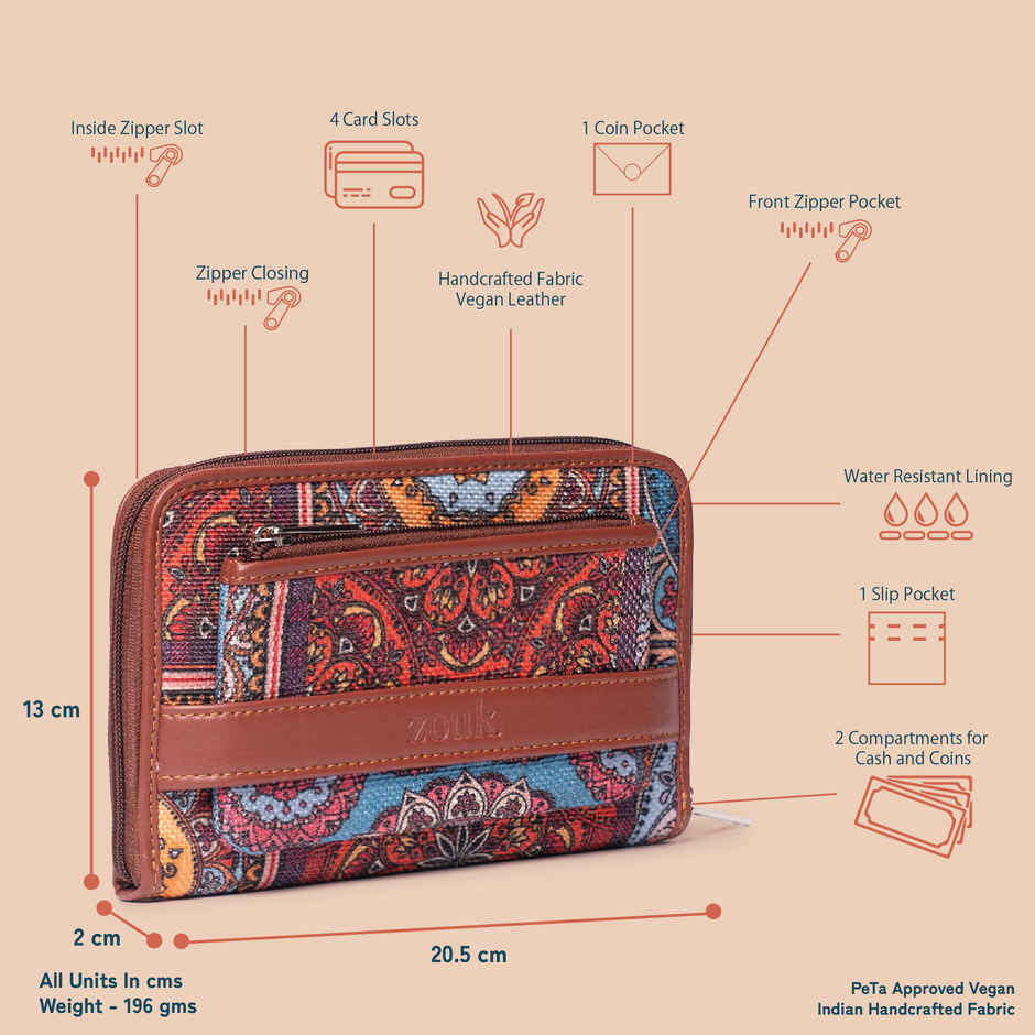 Zouk Women's Vegan Leather Wallet | Multicolour